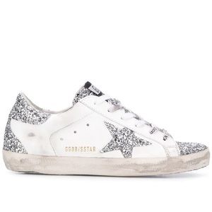 Golden Goose Super Star ✨ White & Silver Glitter / 39